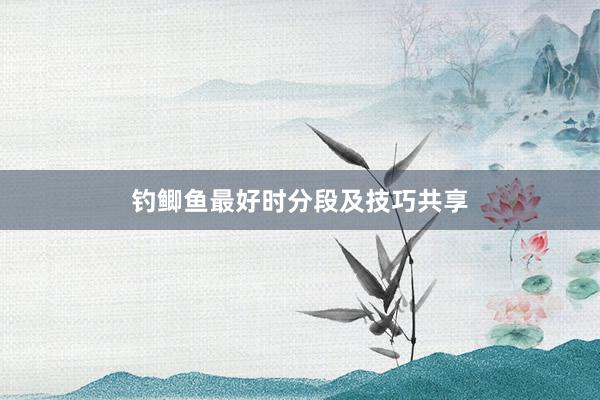 钓鲫鱼最好时分段及技巧共享