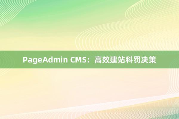 PageAdmin CMS：高效建站科罚决策